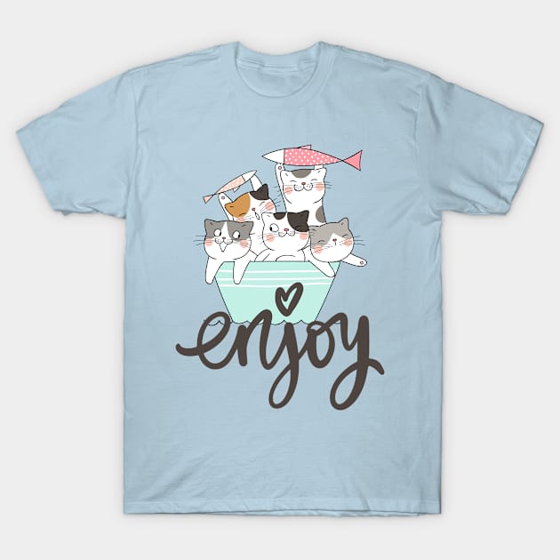 Enjoy, Funny Cute Cats T-Shirt by Creativity Haven